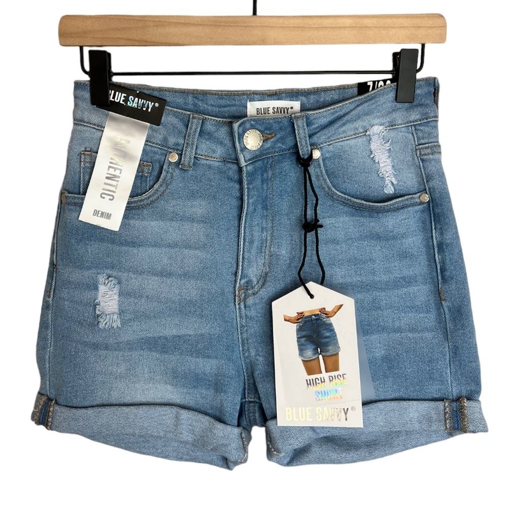 Blue Savvy High Rise Distressed Shorts